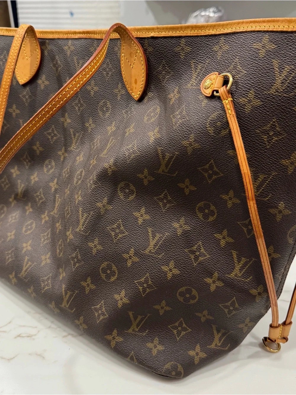 Louis Vuitton Monogram Canvas Tote in Brown and Tan Leather